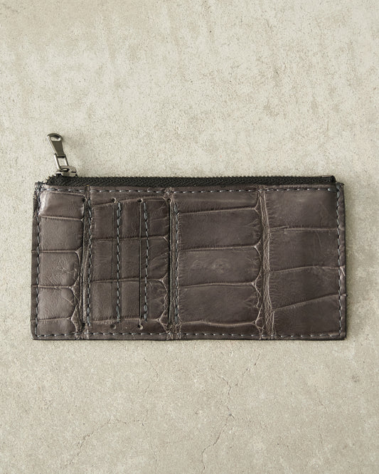 Grey Croc Long Zip Wallet