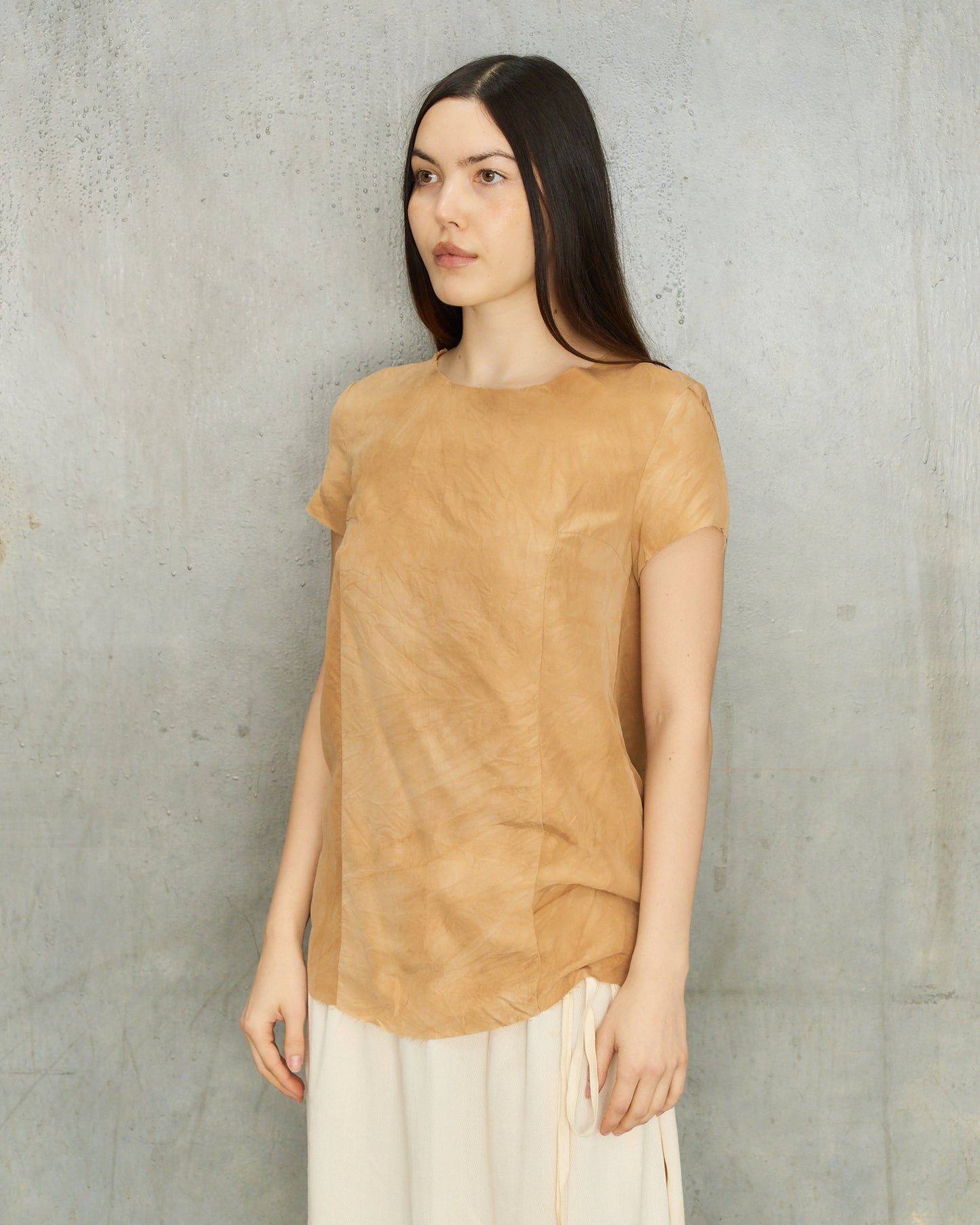 Uma Wang Tan Silk Frayed Top