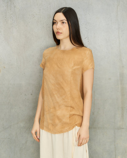 Uma Wang Tan Silk Frayed Top