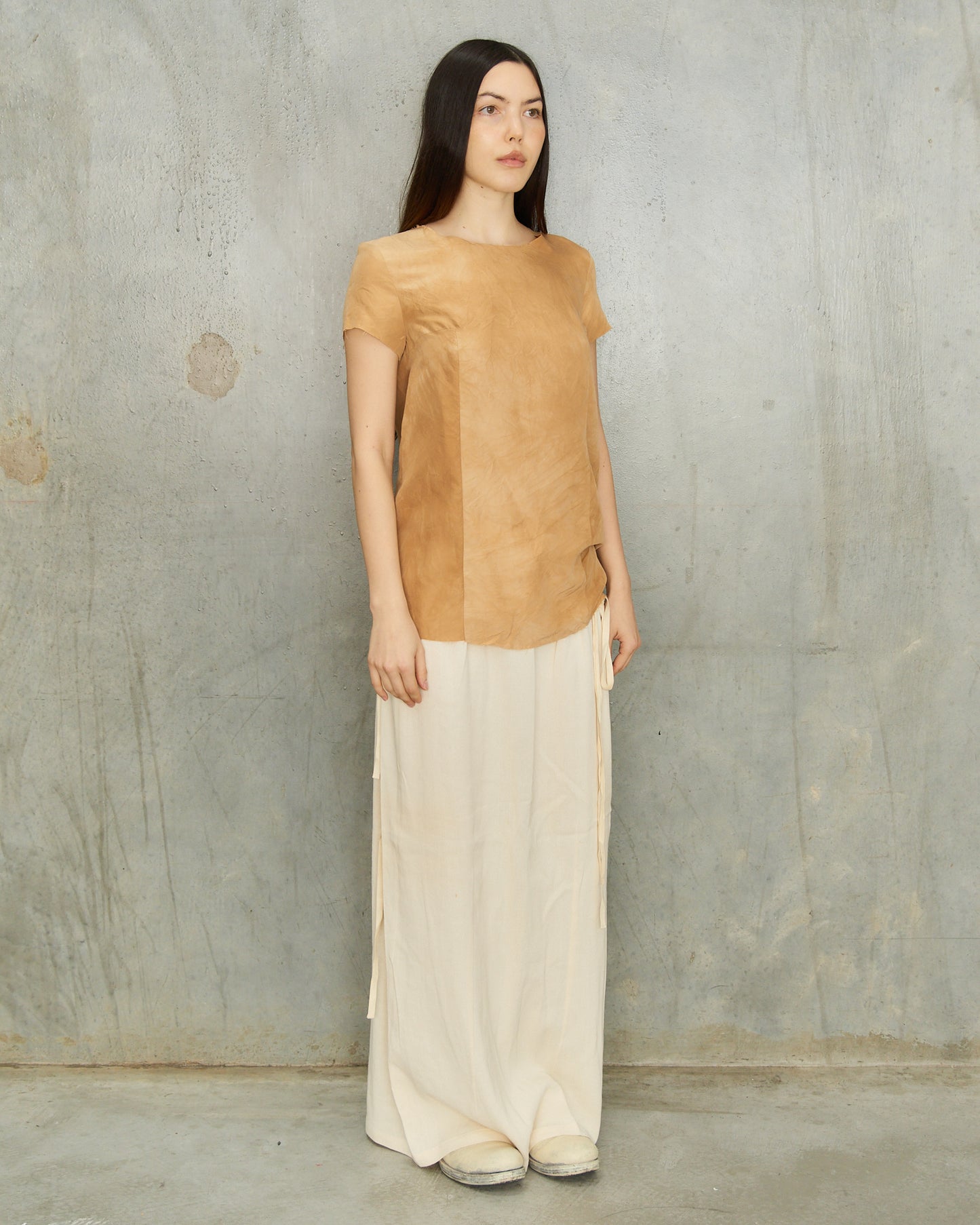 Uma Wang Tan Silk Frayed Top