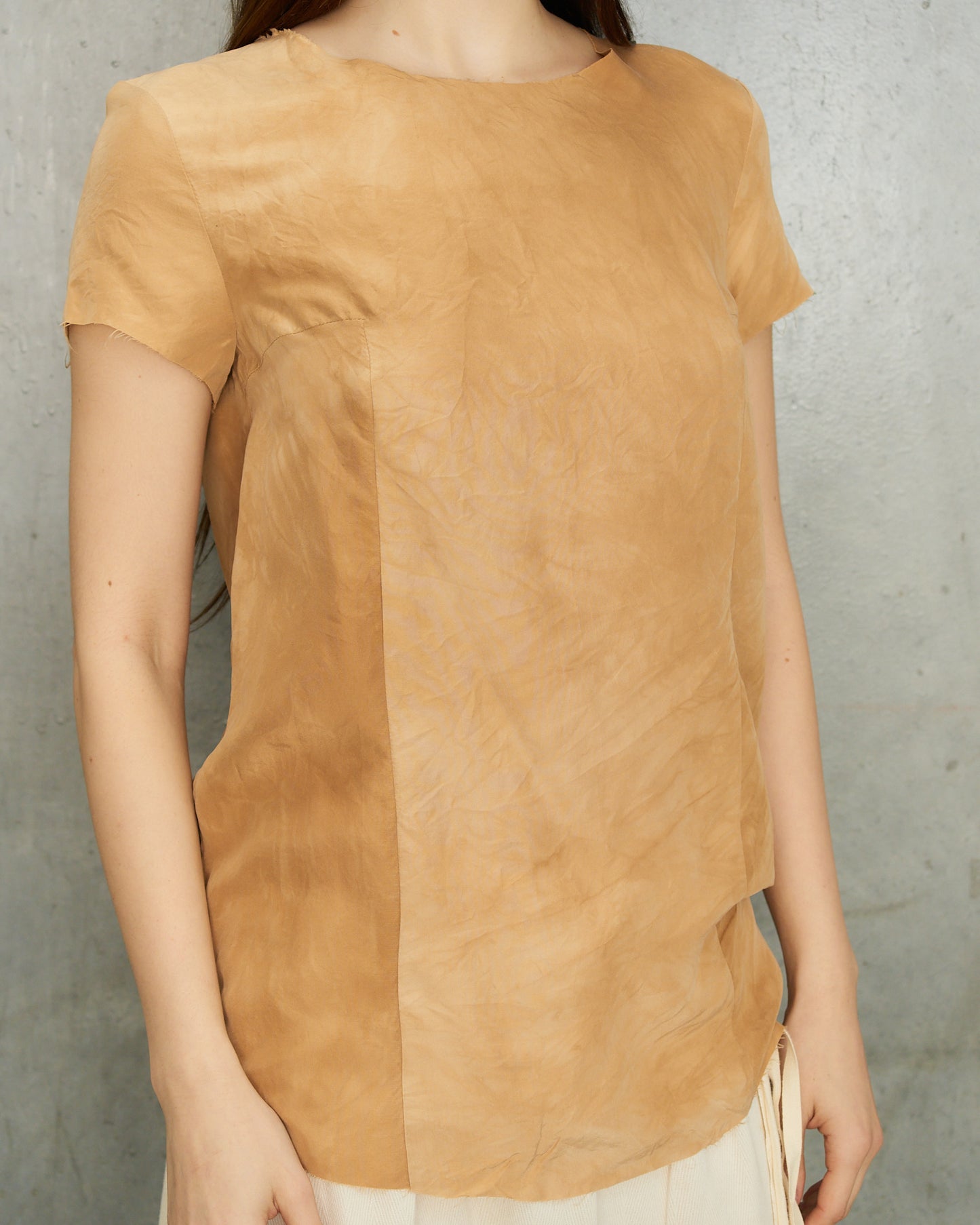 Uma Wang Tan Silk Frayed Top