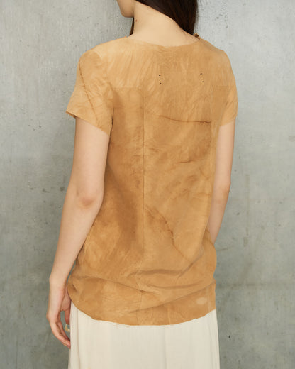 Uma Wang Tan Silk Frayed Top