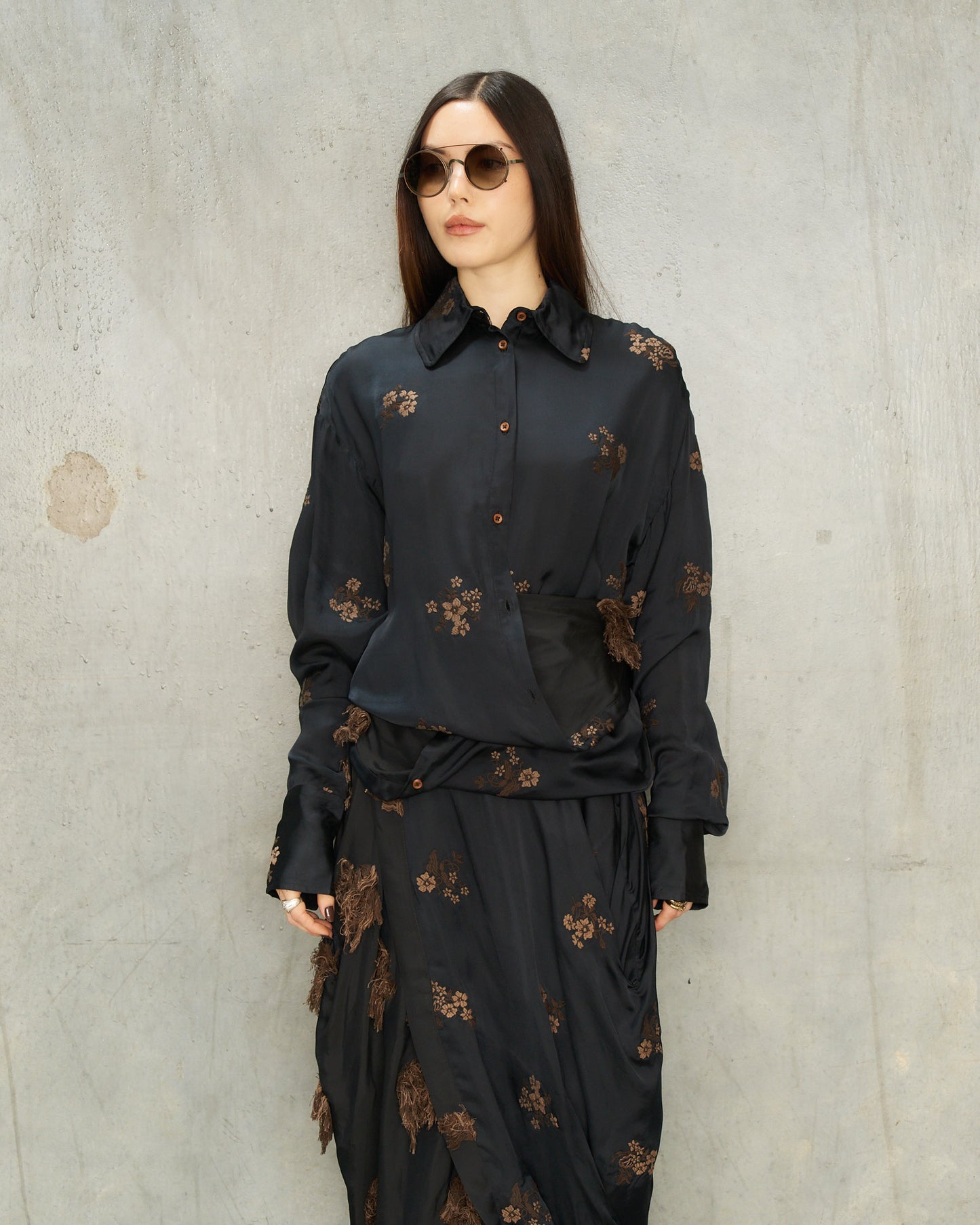 Black Embroidery Tubby Top