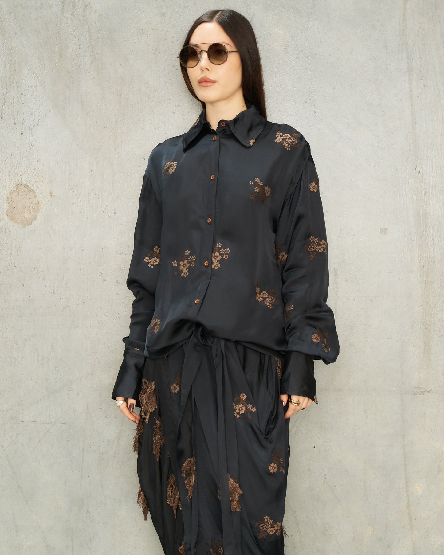 Black Embroidery Tubby Top