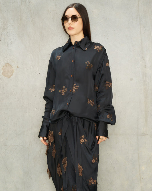 Black Embroidery Tubby Top