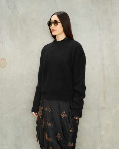 Black Raccoon Knit Sweater