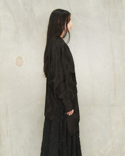 Black Ruffled Tumble Top