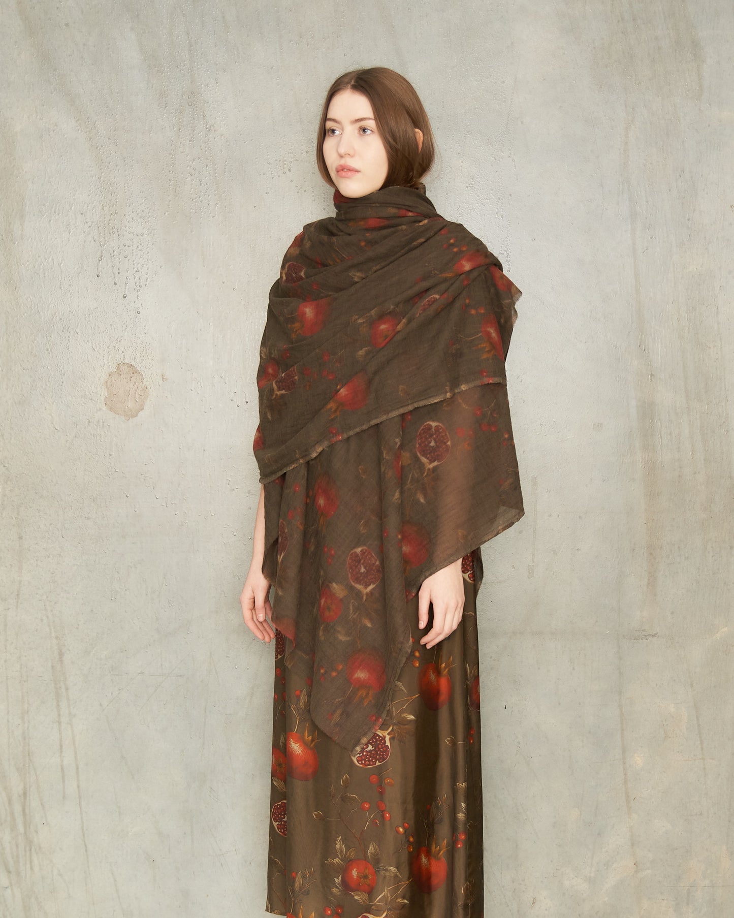 Brown Pomegranate Scarf