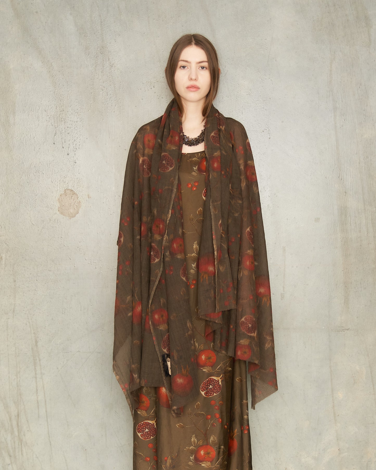 Brown Pomegranate Scarf