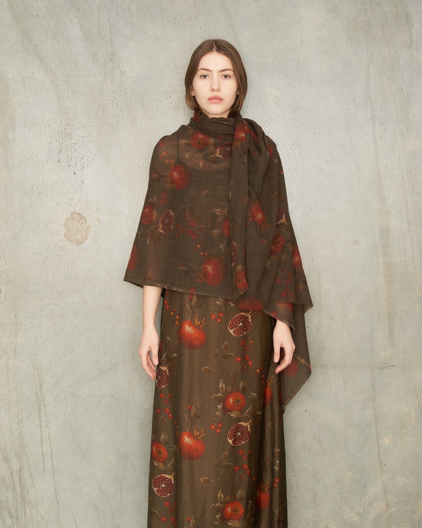 Brown Pomegranate Scarf