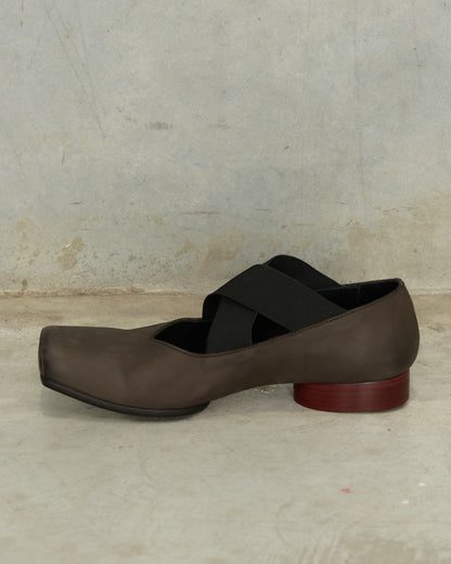 Brown Red Ballet Shoes