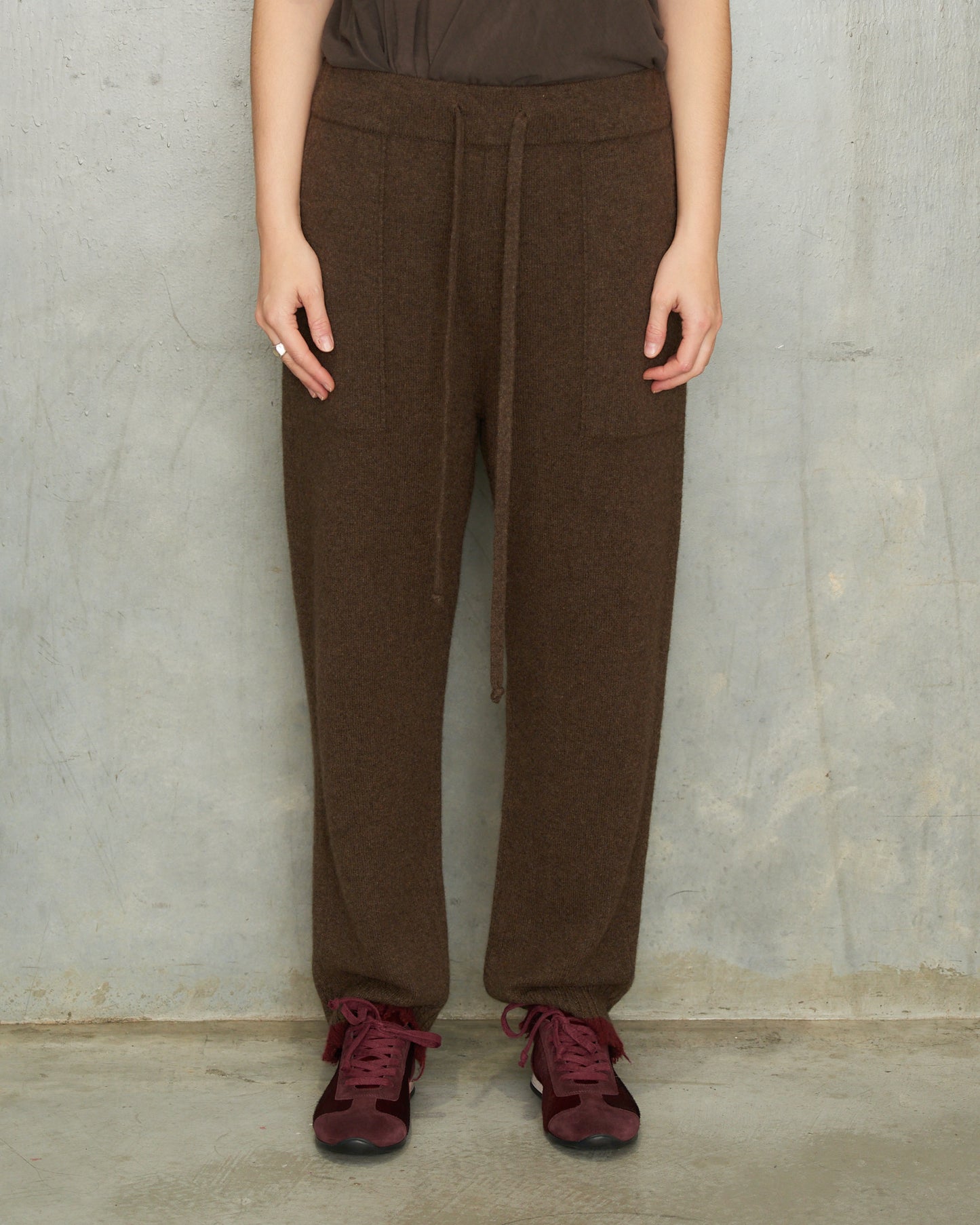 Brown Red Trim Long Pants