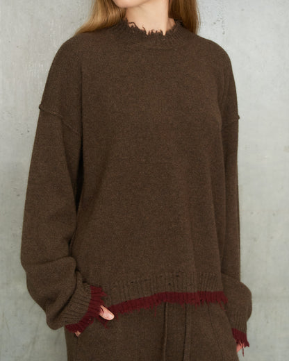 Brown Red Trim Sweater