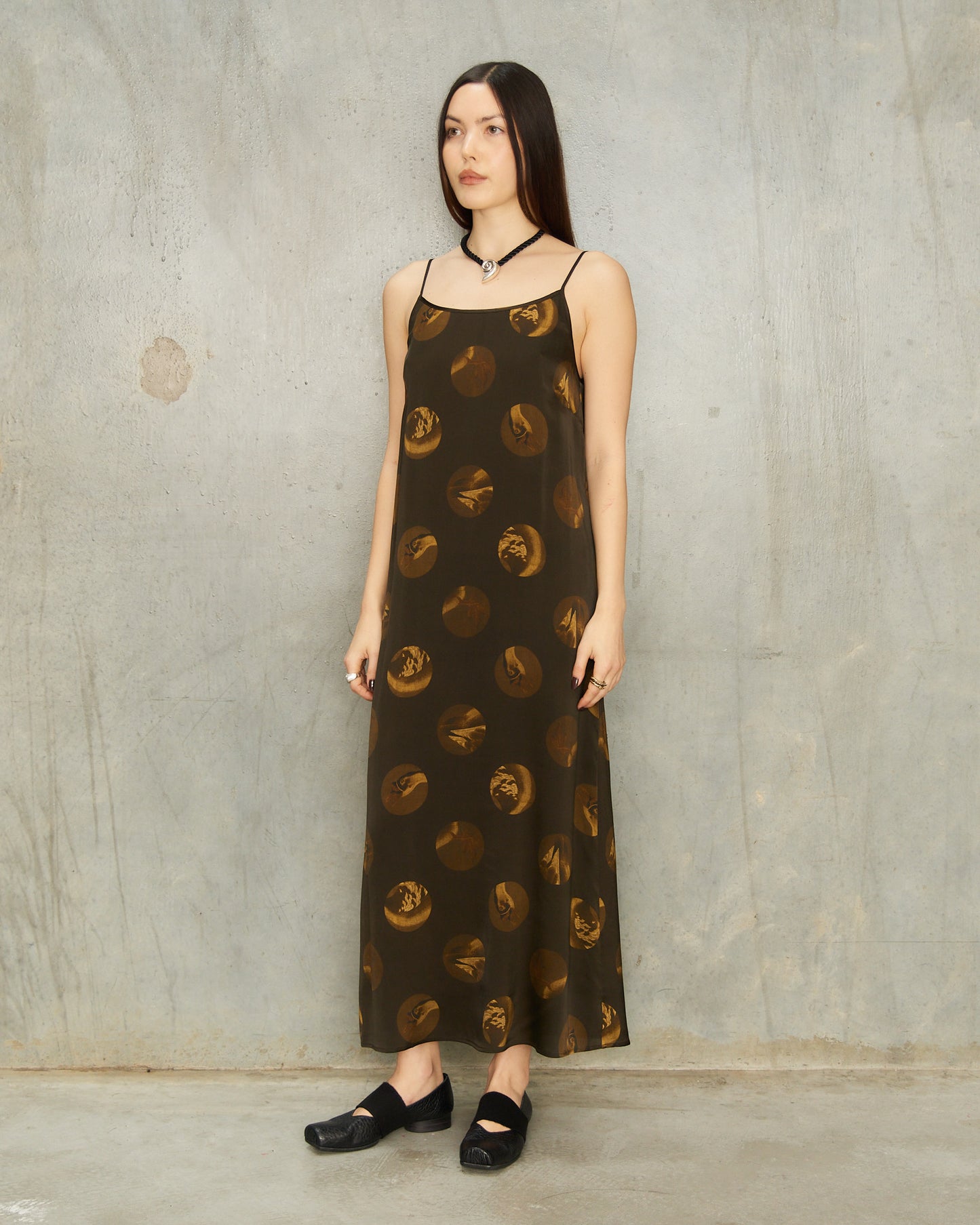 Brown Spot Silk Anaya Dress
