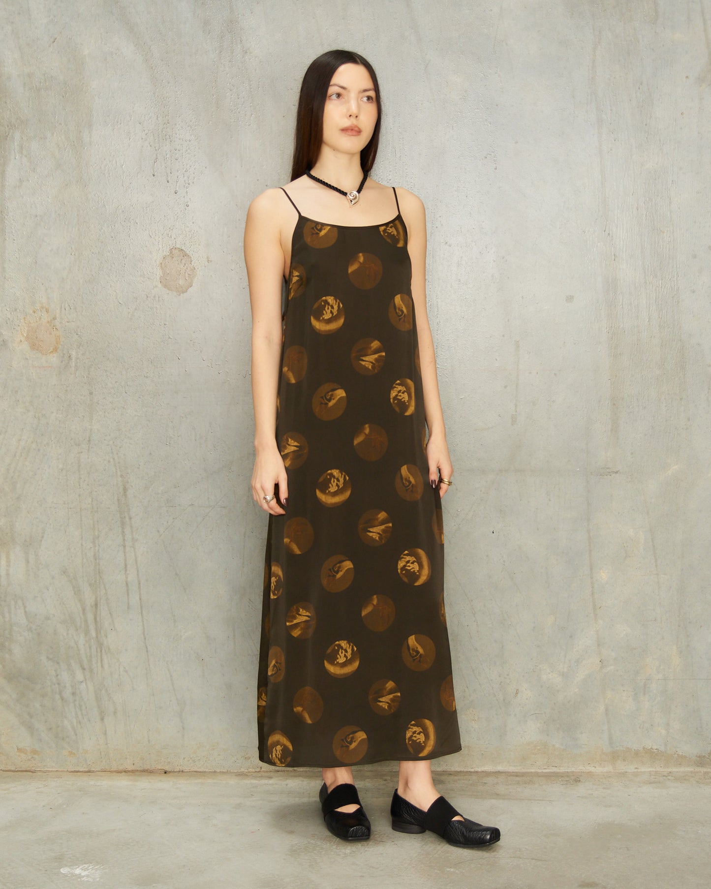 Brown Spot Silk Anaya Dress