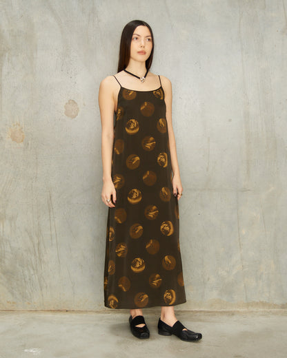 Brown Spot Silk Anaya Dress
