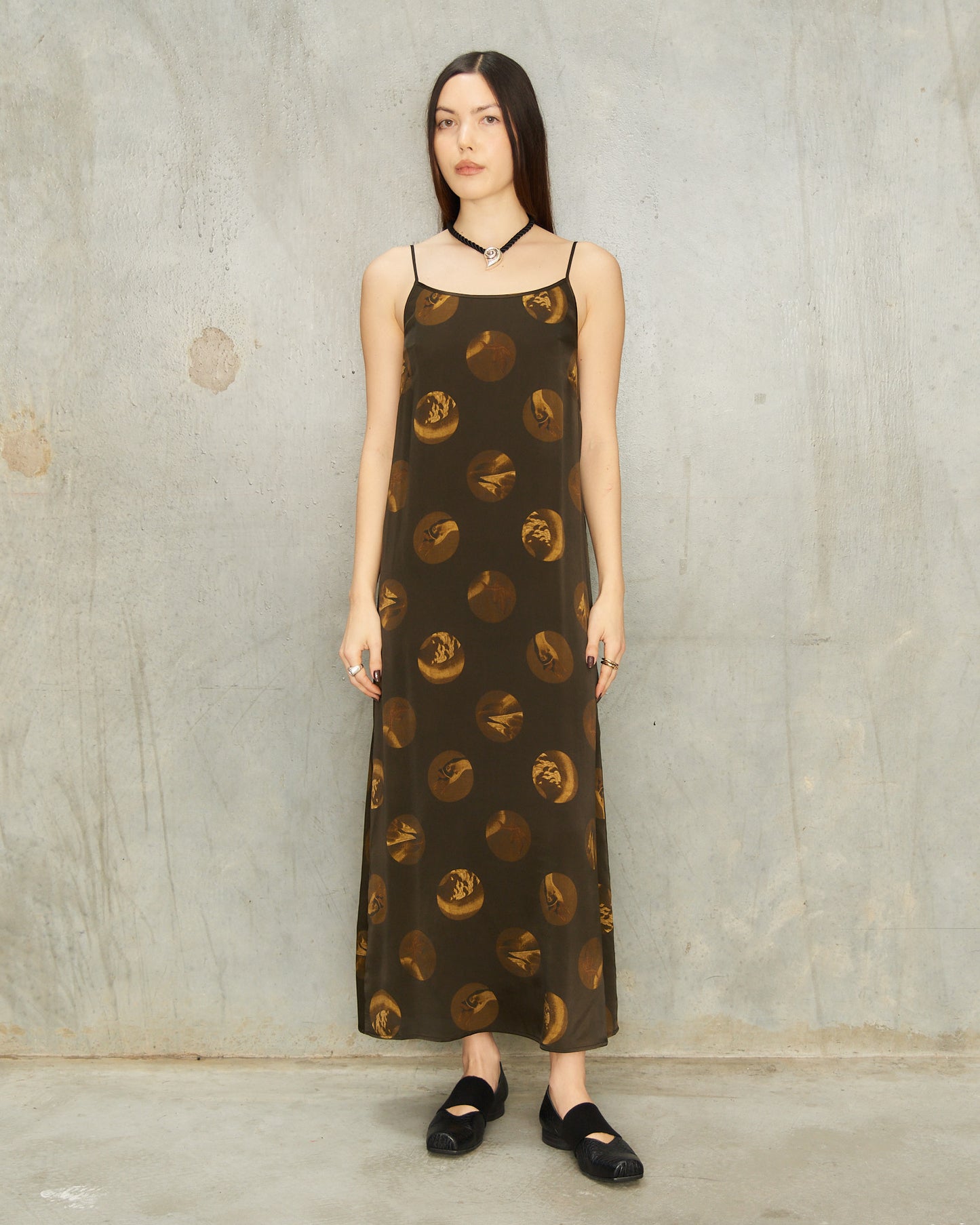 Brown Spot Silk Anaya Dress
