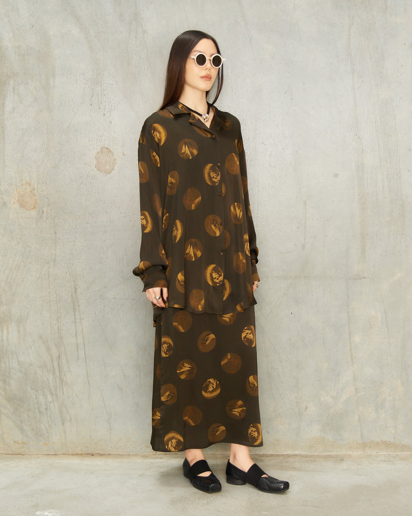 Brown Spot Silk Tyesha Shirt