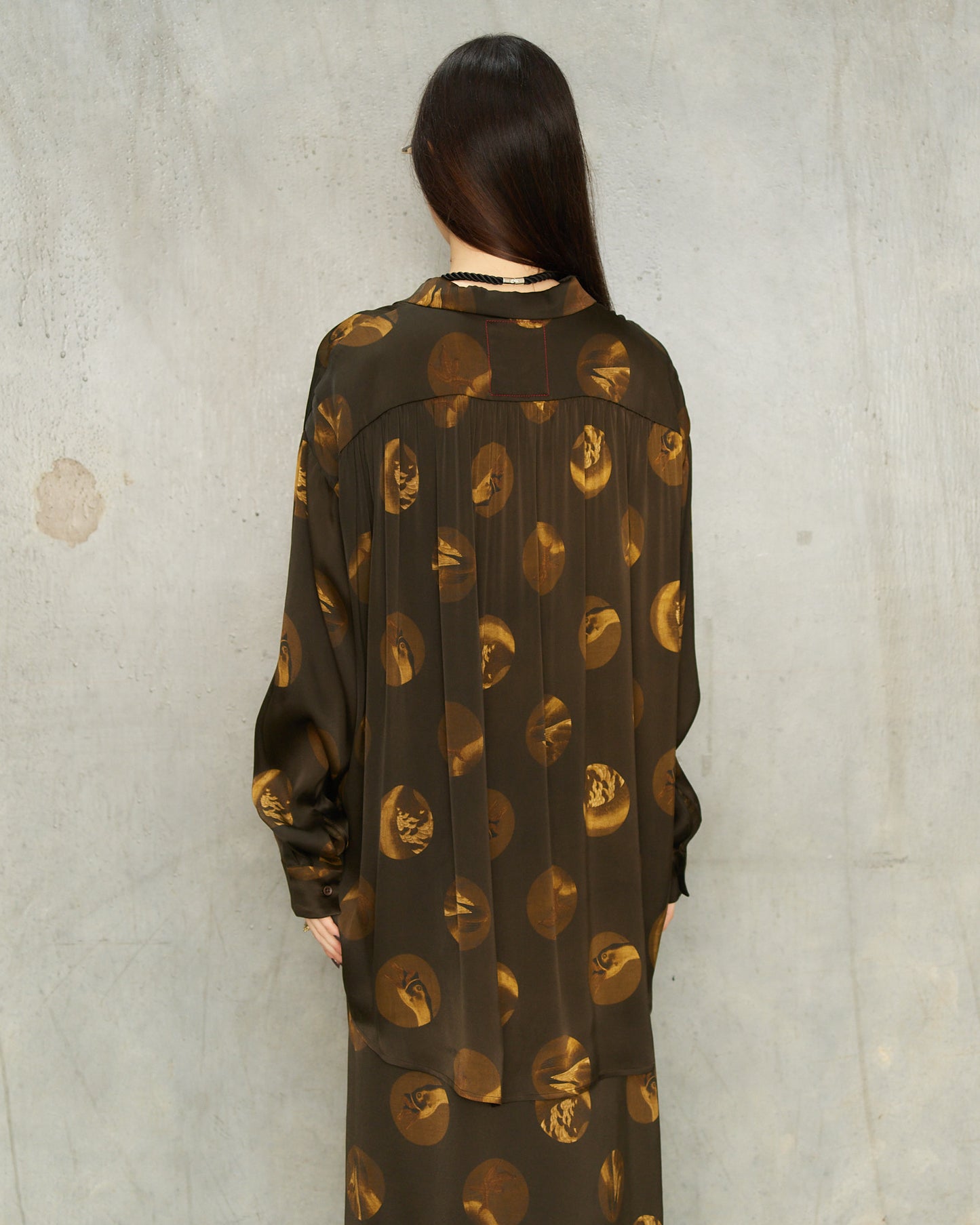Brown Spot Silk Tyesha Shirt