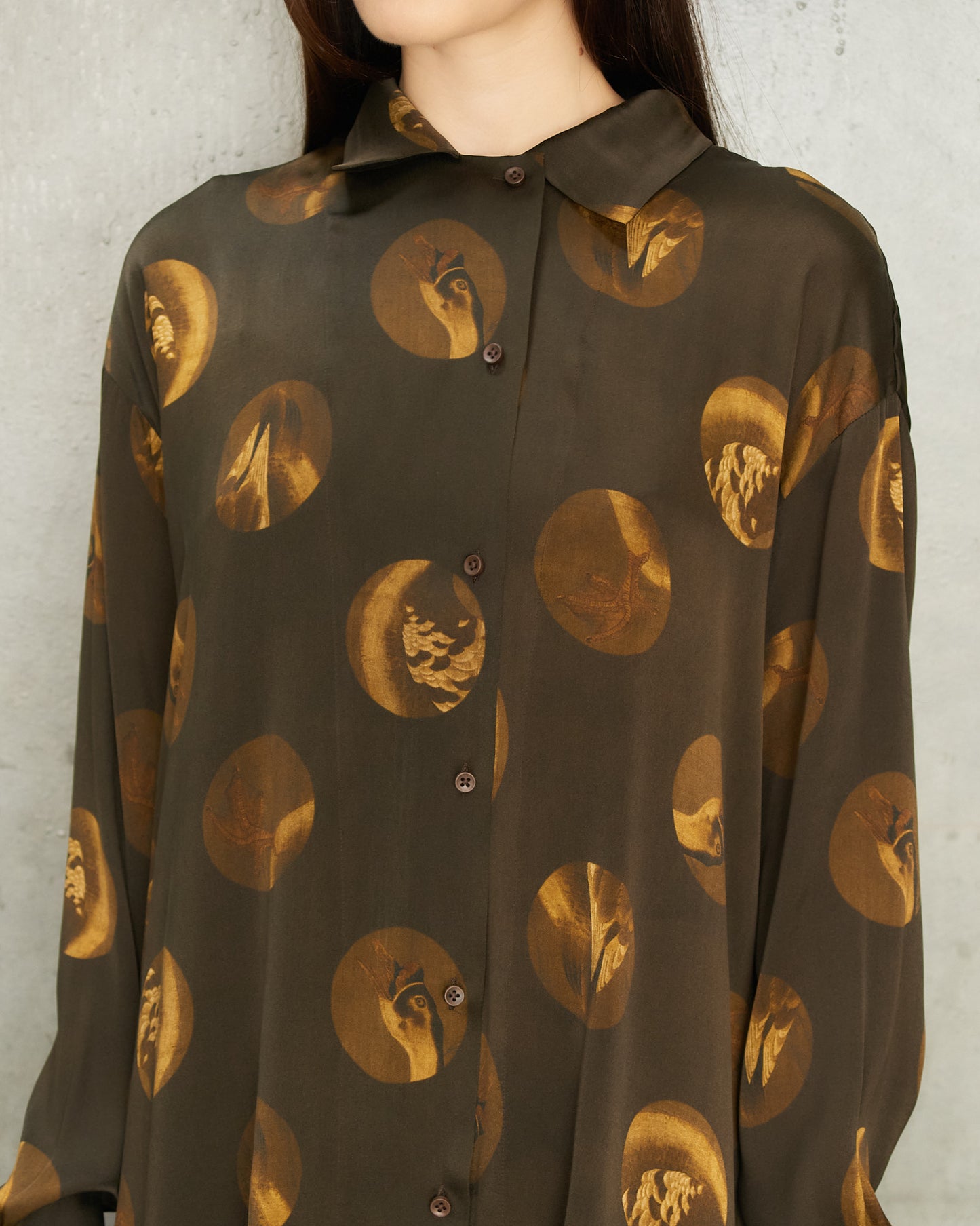 Brown Spot Silk Tyesha Shirt