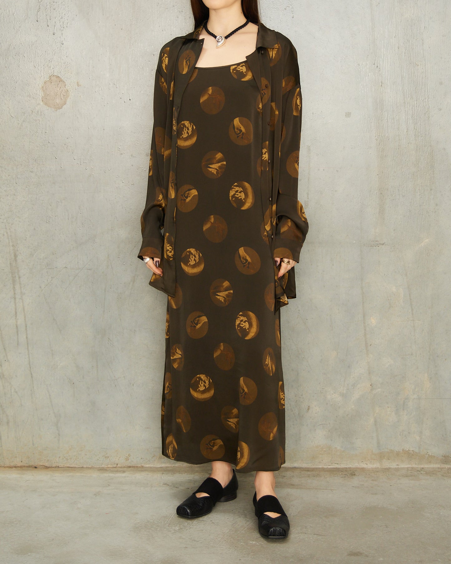 Brown Spot Silk Tyesha Shirt
