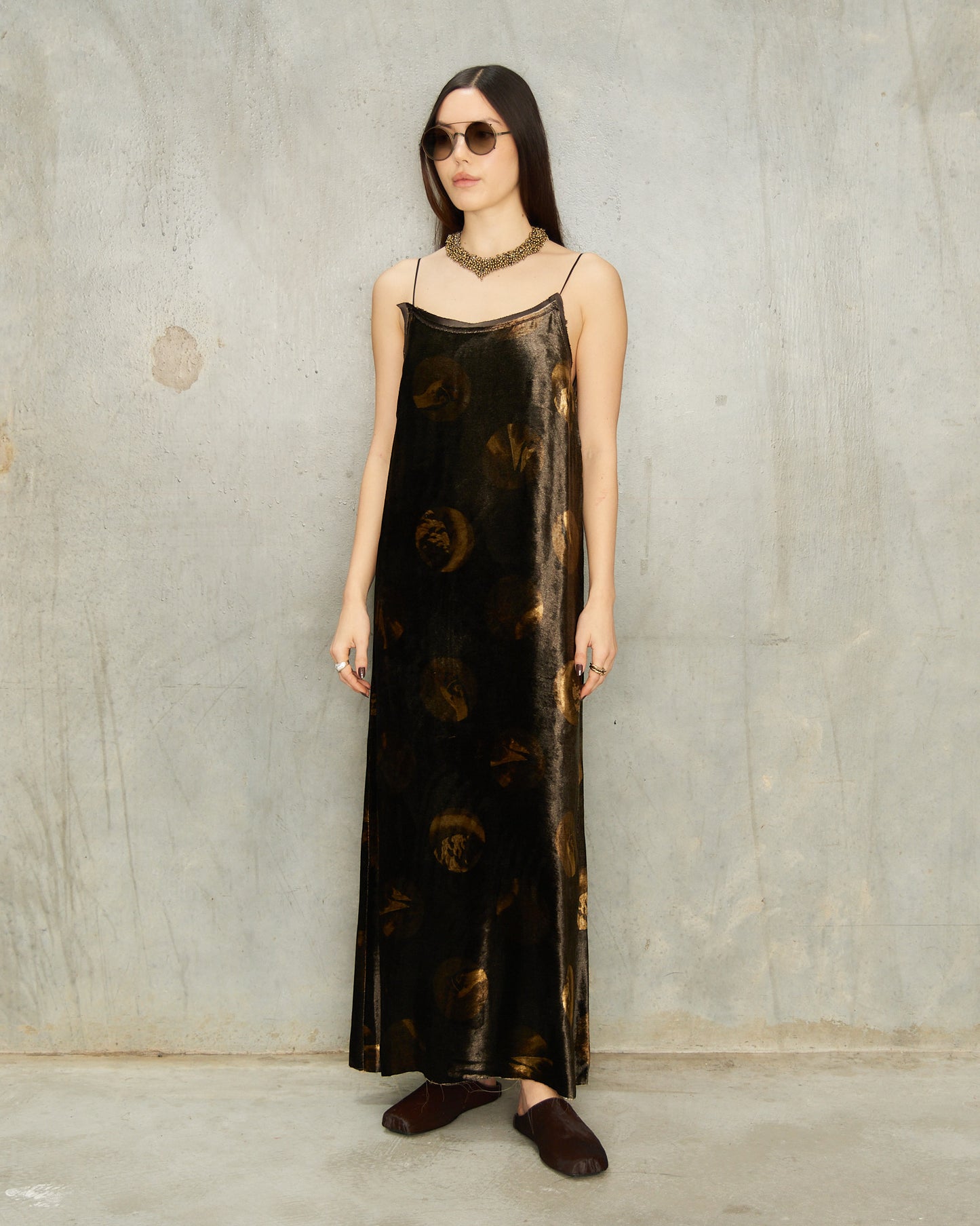 Brown Spot Velvet Anaya Dress