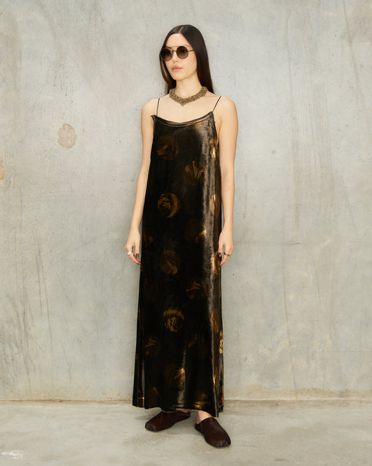 Brown Spot Velvet Anaya Dress