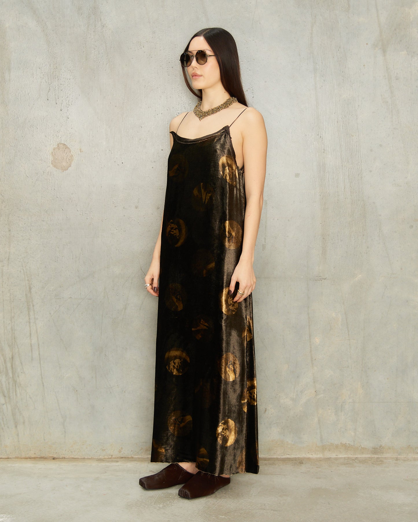 Brown Spot Velvet Anaya Dress