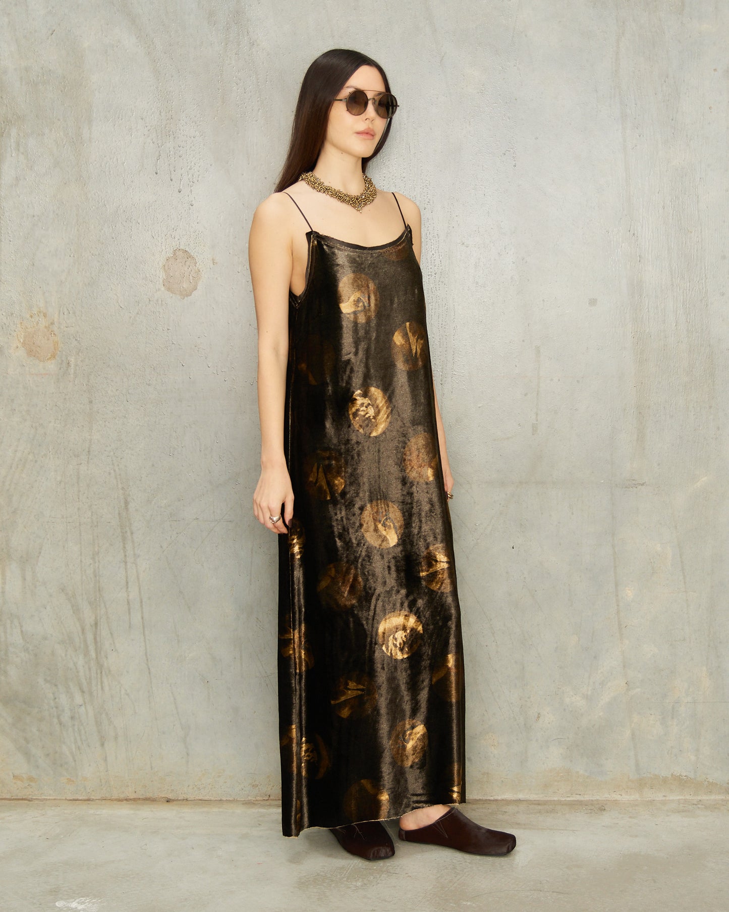 Brown Spot Velvet Anaya Dress