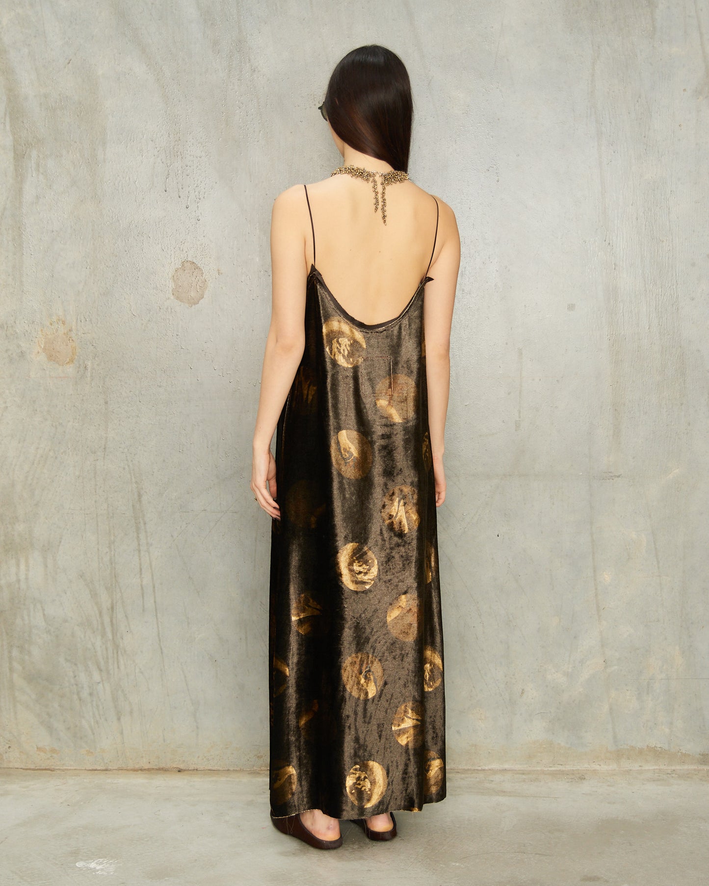 Brown Spot Velvet Anaya Dress