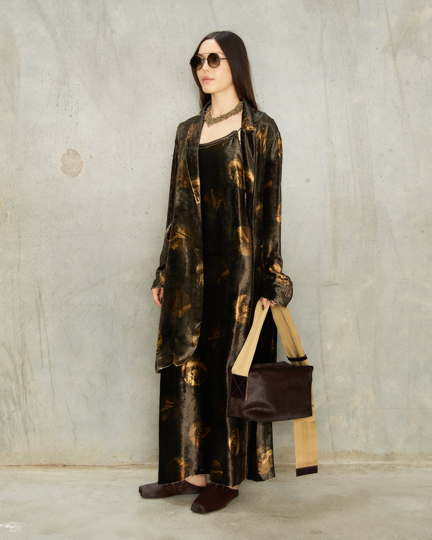 Brown Spot Velvet Anaya Dress