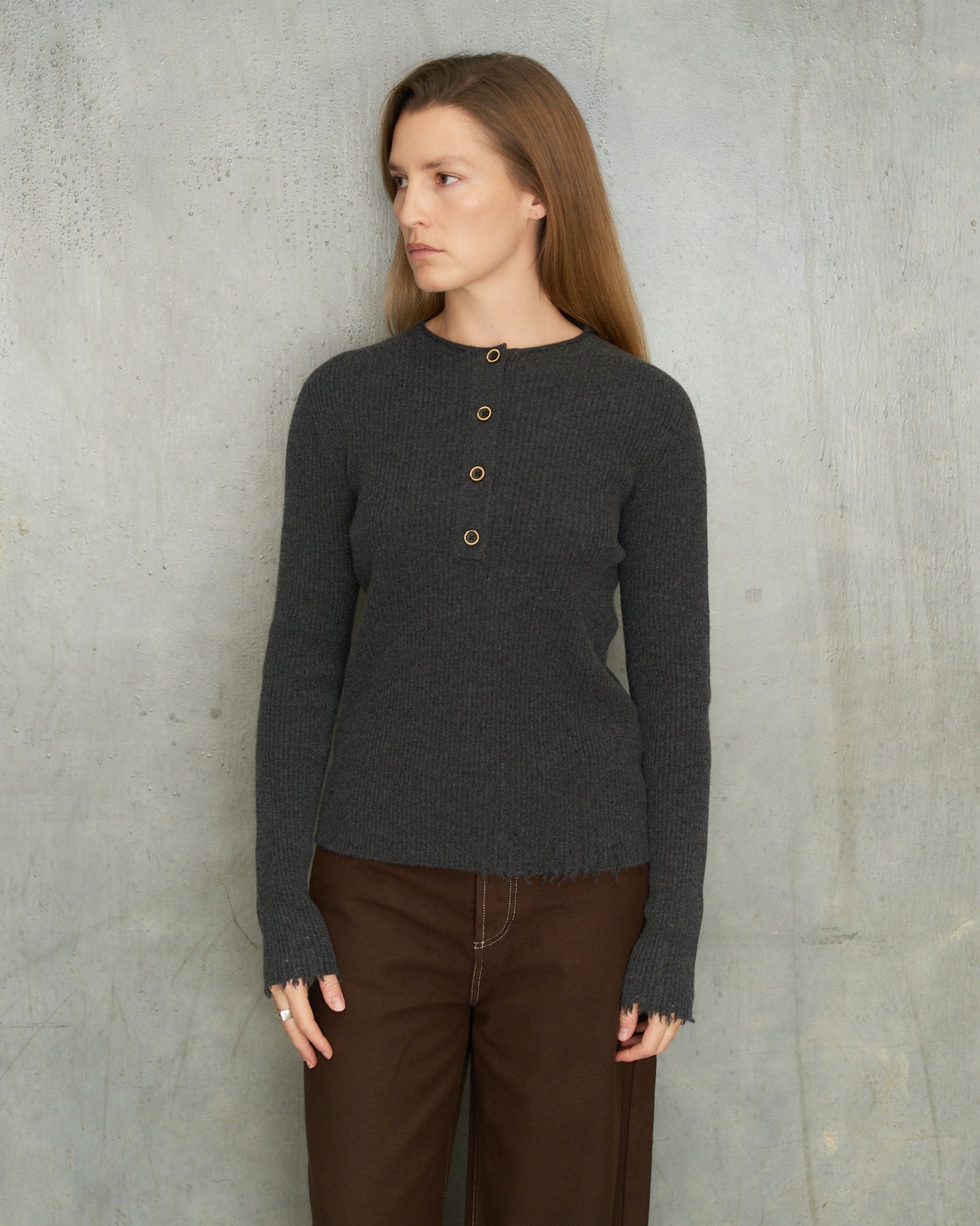 Dark Grey Henley Top