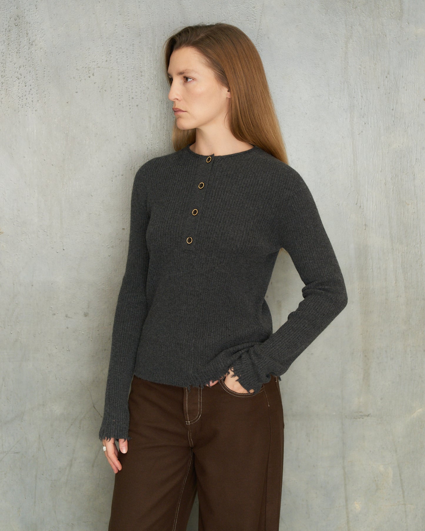 Dark Grey Henley Top
