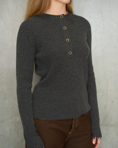 Dark Grey Henley Top