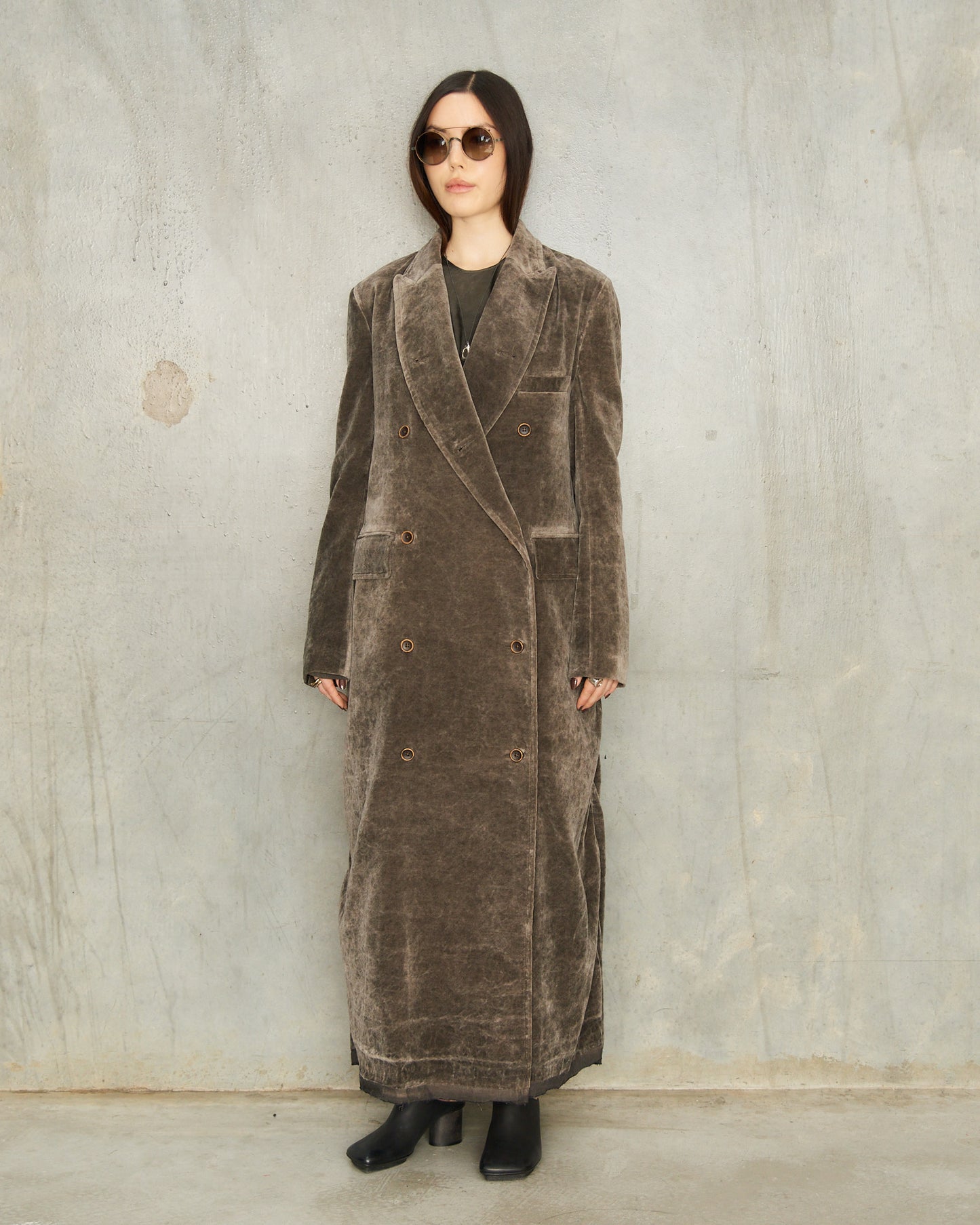 Dark Grey Velvet Cigna Coat
