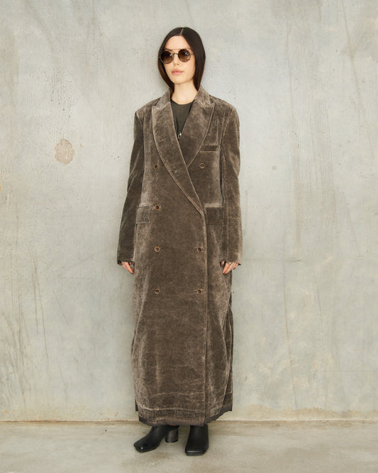 Dark Grey Velvet Cigna Coat