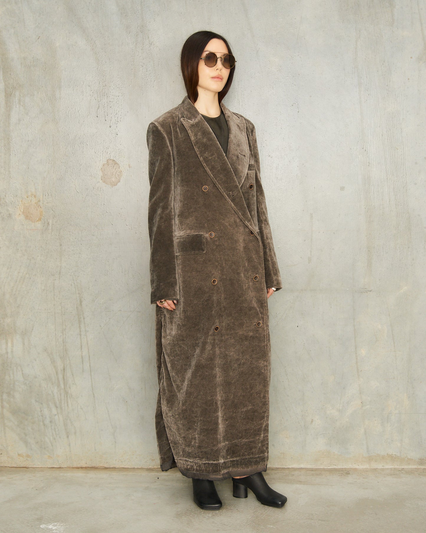 Dark Grey Velvet Cigna Coat