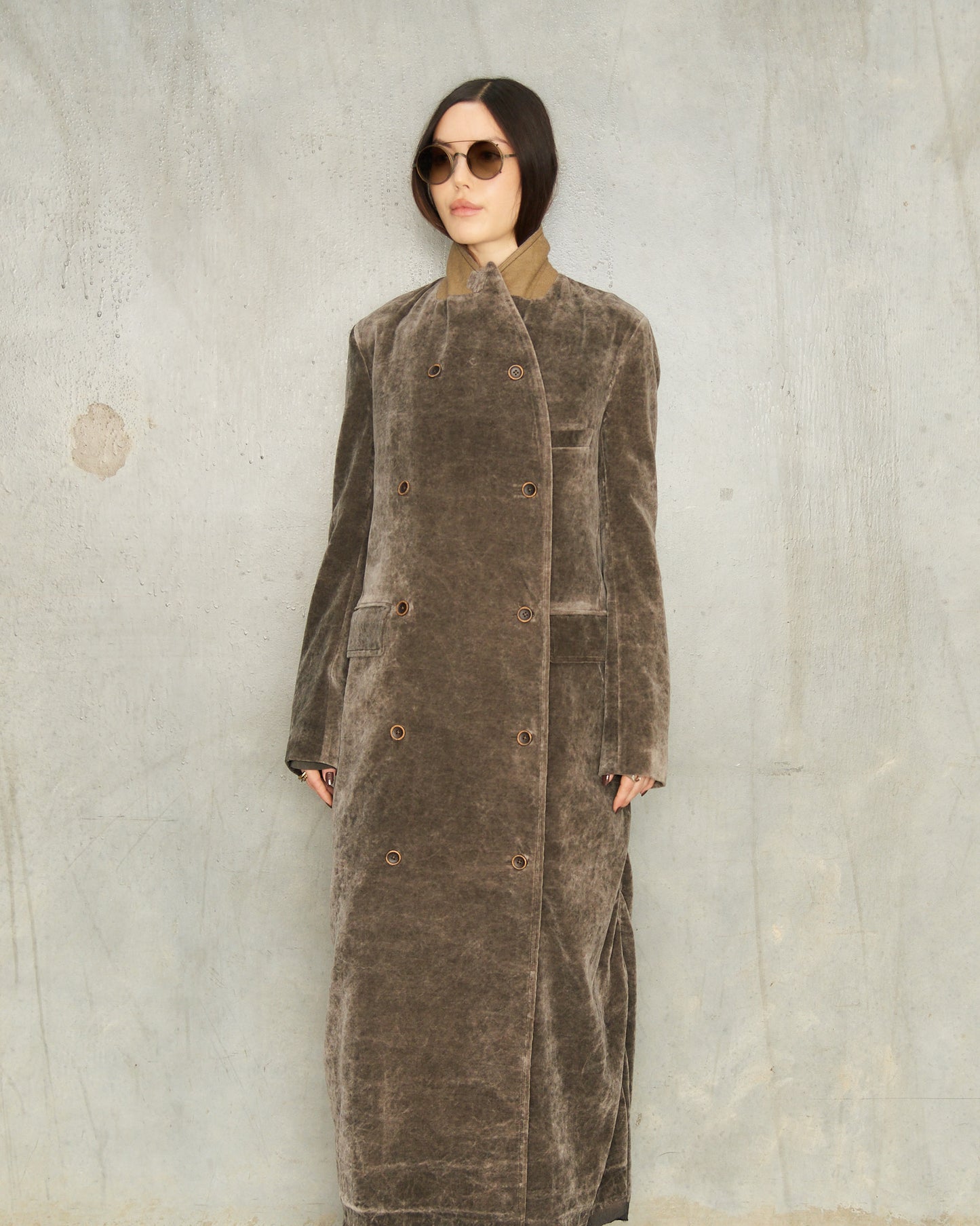 Dark Grey Velvet Cigna Coat