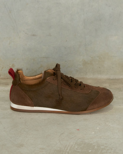 Dark Olive Horse Hair Sneakers