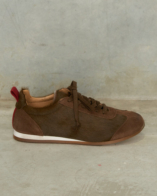 Dark Olive Horse Hair Sneakers