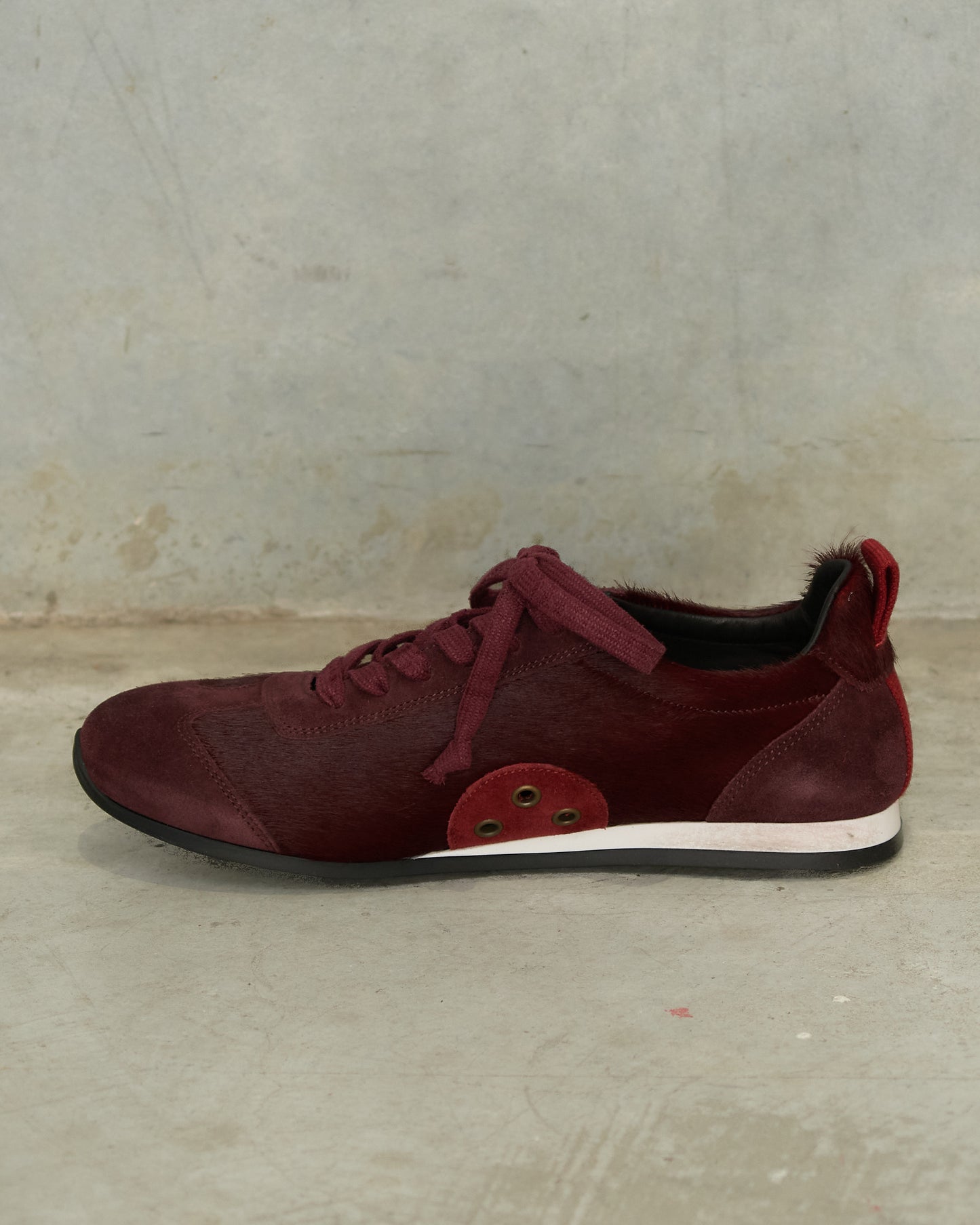 Dark Red Horse Hair Sneakers