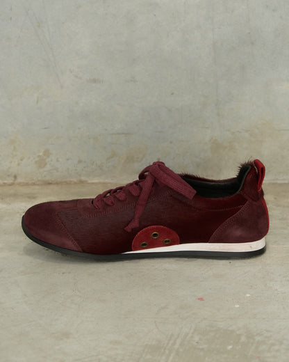 Dark Red Horse Hair Sneakers