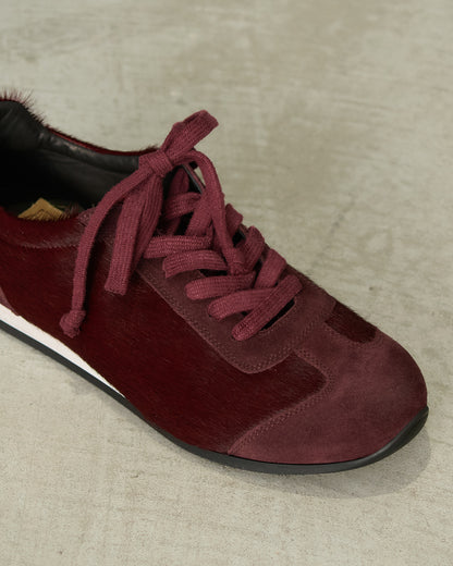 Dark Red Horse Hair Sneakers