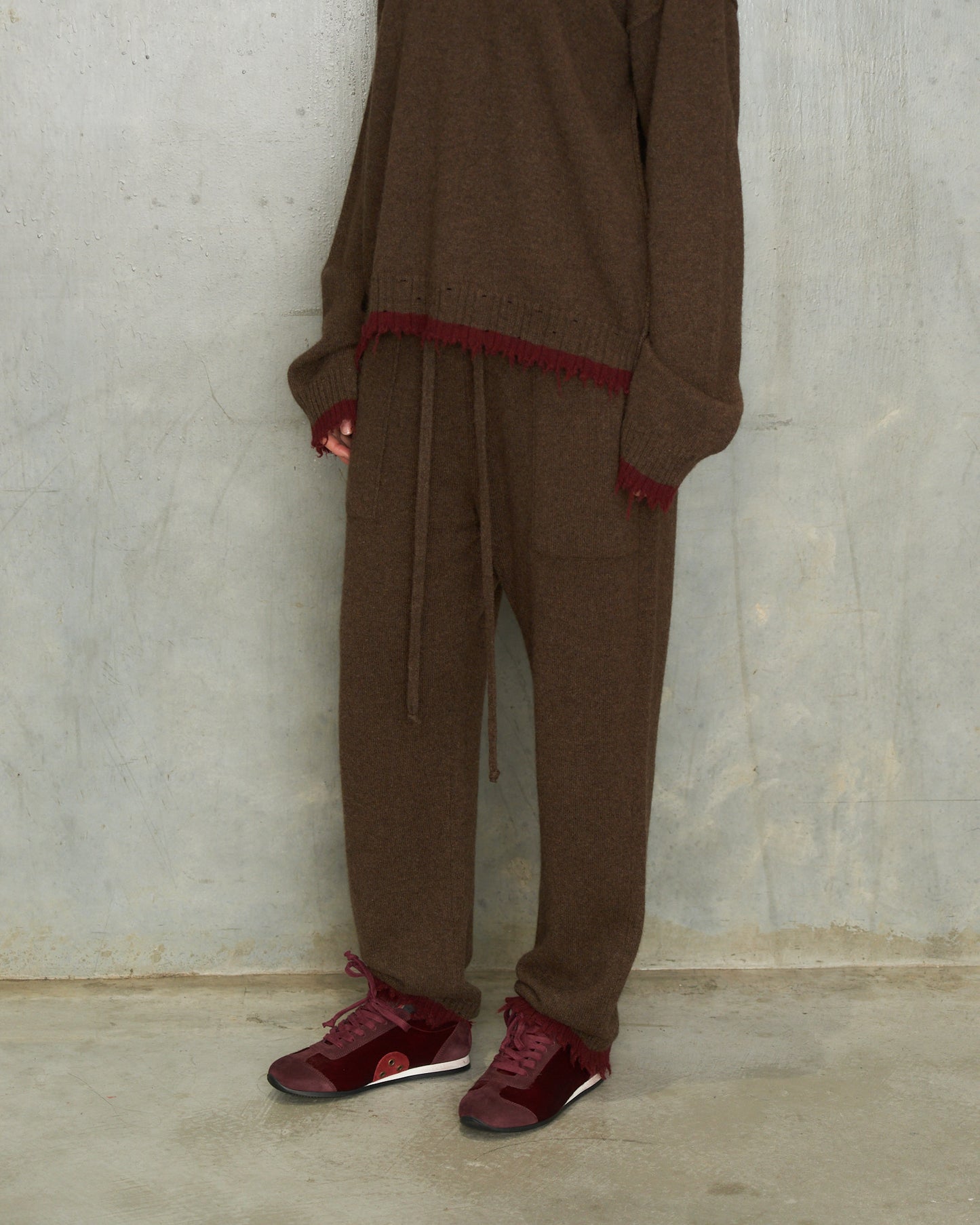 Dark Red Horse Hair Sneakers