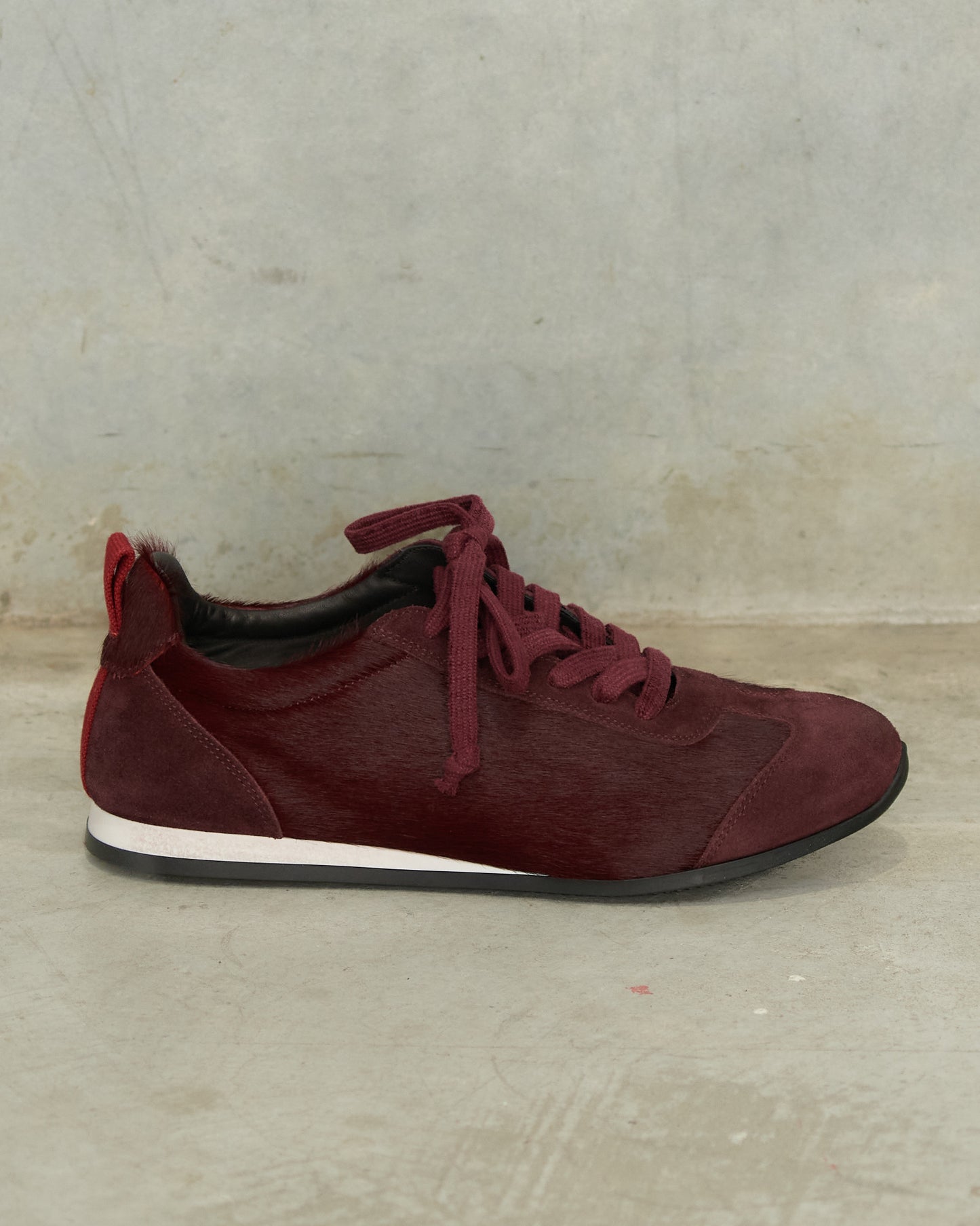Dark Red Horse Hair Sneakers