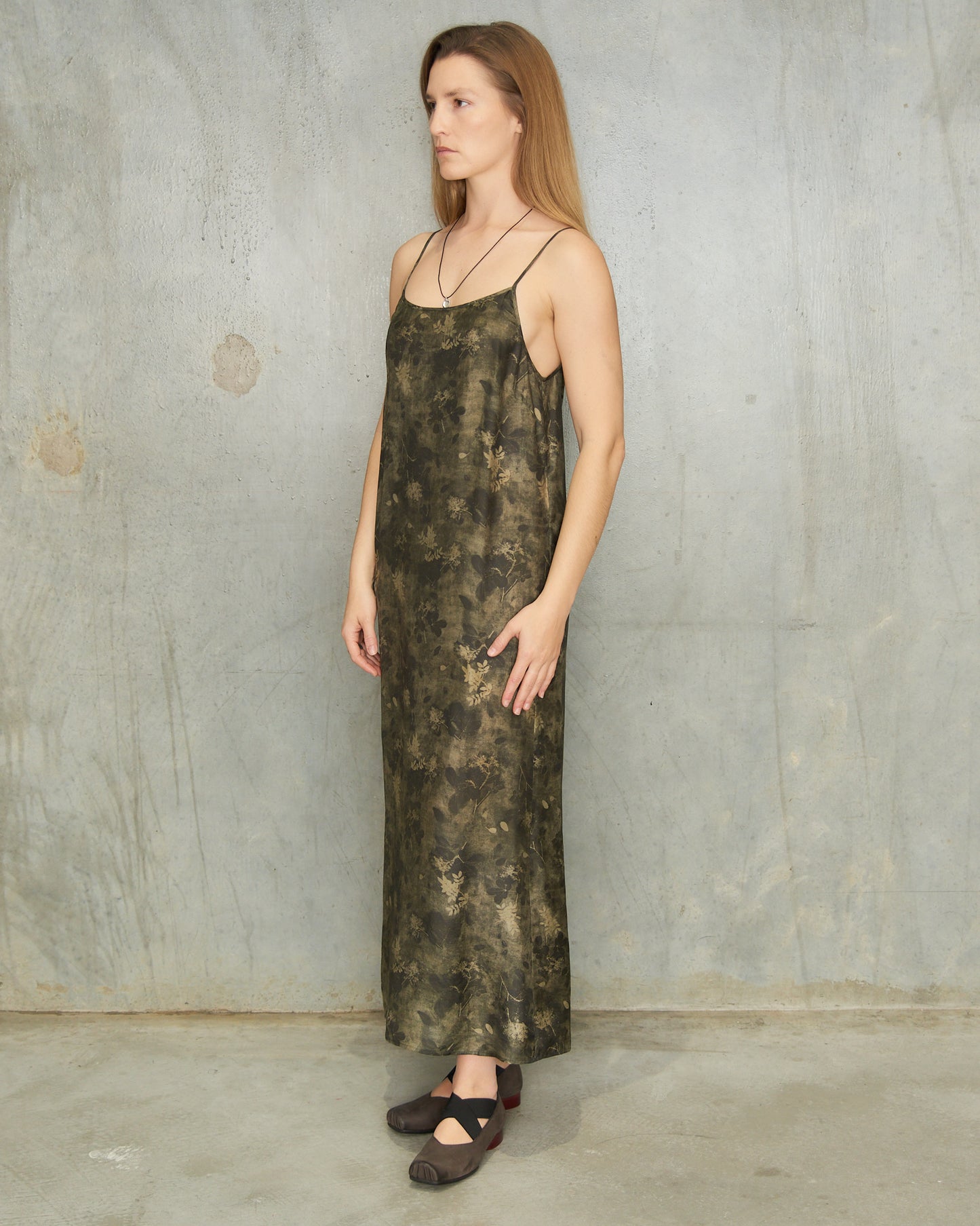 Green Grey Floral Anaya Dress