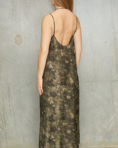 Green Grey Floral Anaya Dress