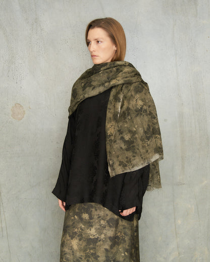 Green Grey Floral Scarf