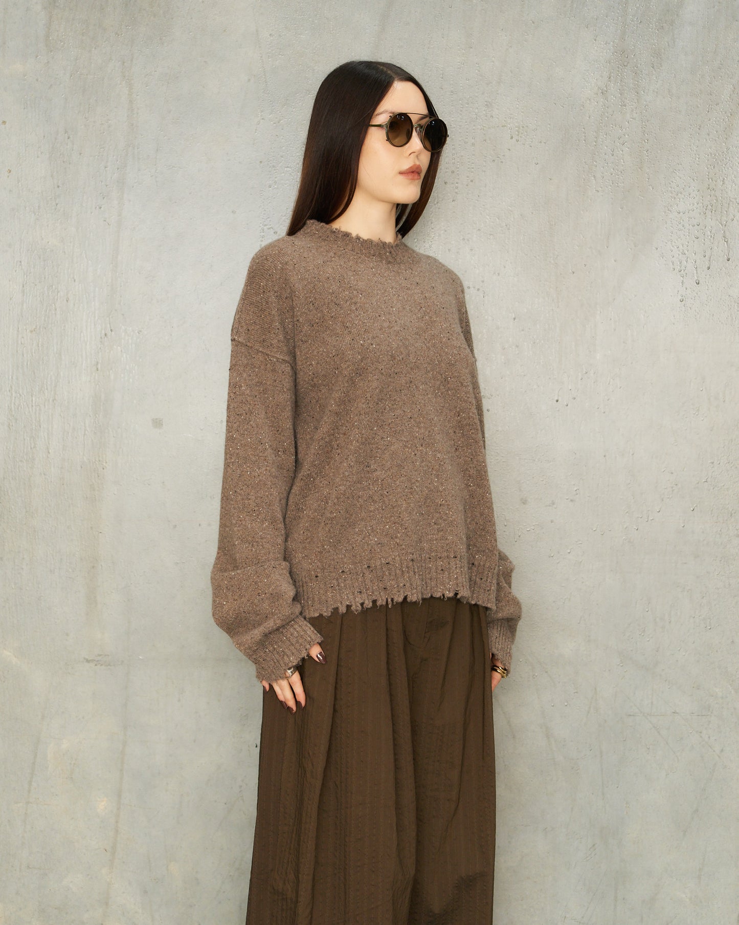 Grey Speckle Trim Sweater