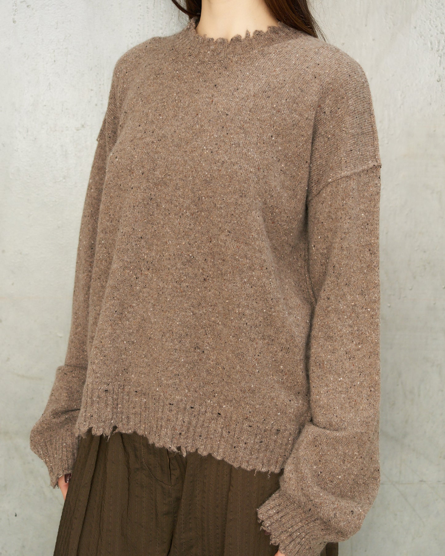 Grey Speckle Trim Sweater